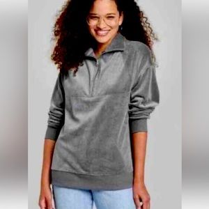 WILD Fable women’s velour tunic sweatshirt. Size M, color gray, new but no tags